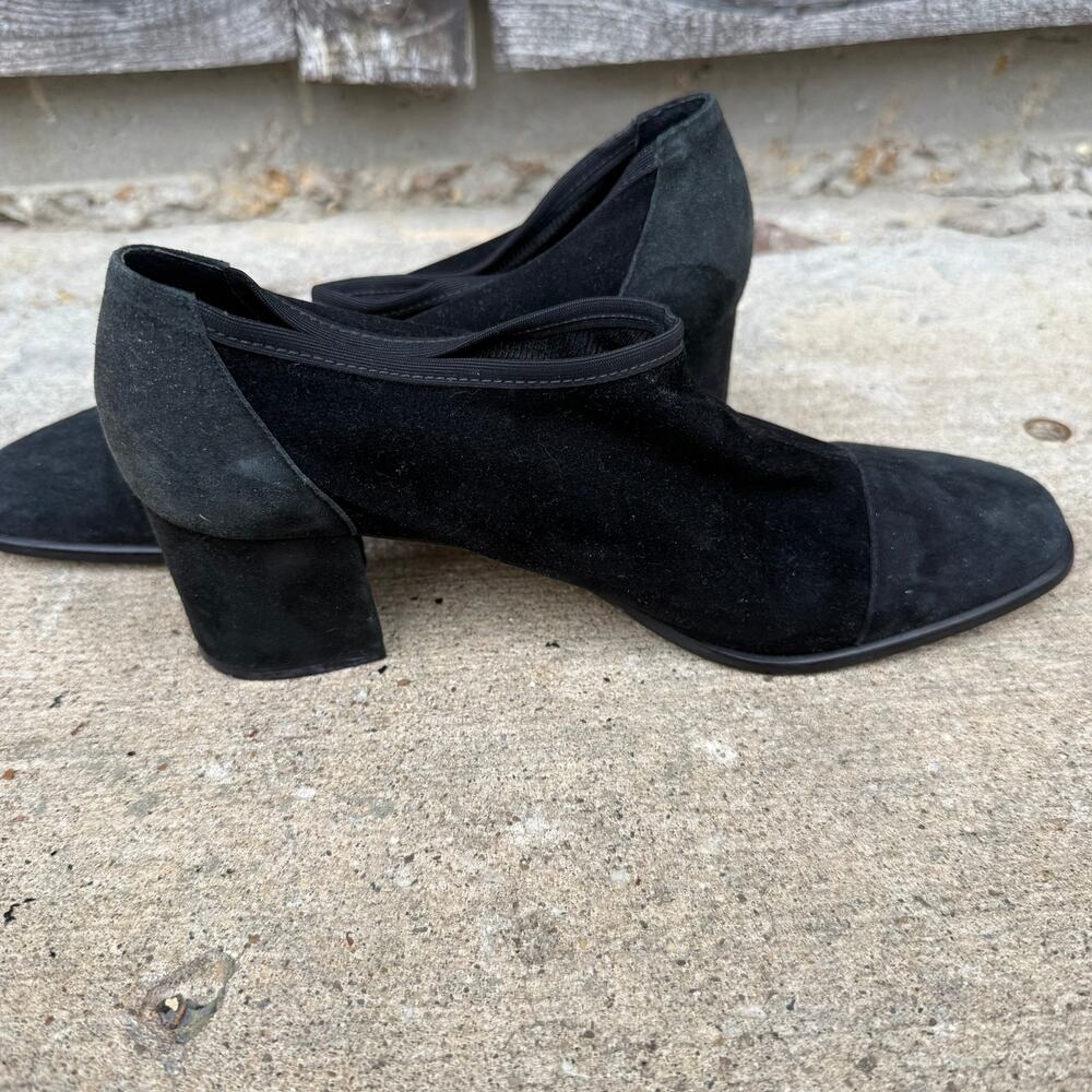 Bandolino Square Toe Block Heel Pumps Modern Womens 7M Black Suede - Picture 3 of 7